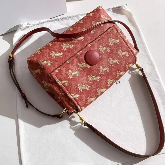 Borsa a tracolla tote in PU di grande capacità da donna - Wagon Red