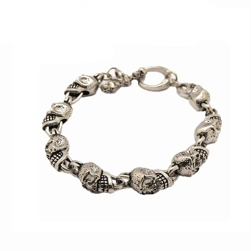 Factory Custom Hiphop Latest Design Daily Wear Skull Silver Plated 316L Stainless Steel Cuff Bangle