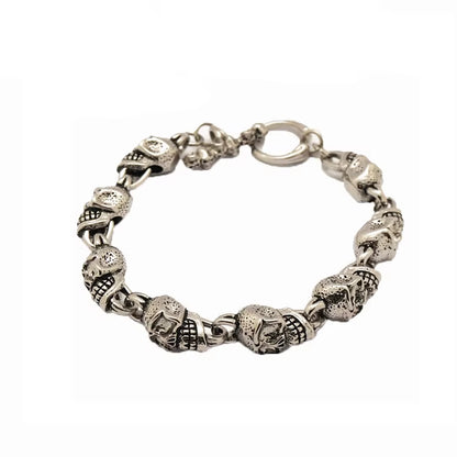 Factory Custom Hiphop Latest Design Daily Wear Skull Silver Plated 316L Stainless Steel Cuff Bangle