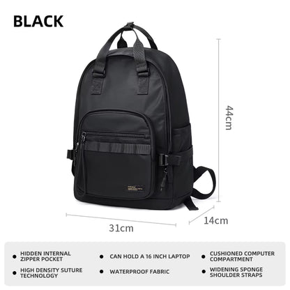 MOYYI Lightweight Casual Men'S School Backpack Student Black Waterproof Polyester Laptop Backpack for Man with Woven Logo