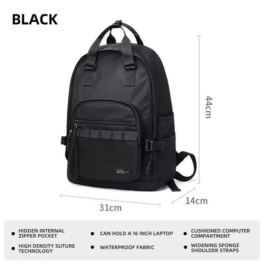 MOYYI Lightweight Casual Men'S School Backpack Student Black Waterproof Polyester Laptop Backpack for Man with Woven Logo