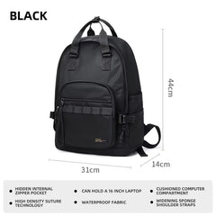 MOYYI Lightweight Casual Men'S School Backpack Student Black Waterproof Polyester Laptop Backpack for Man with Woven Logo
