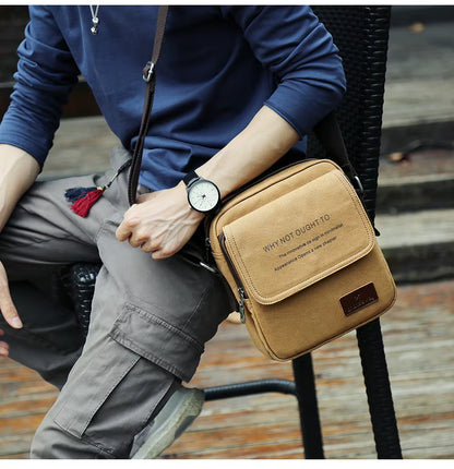 Bike Messenger Shoulder Bags for Men Outdoor Vintage Canvas Crossbody Bags