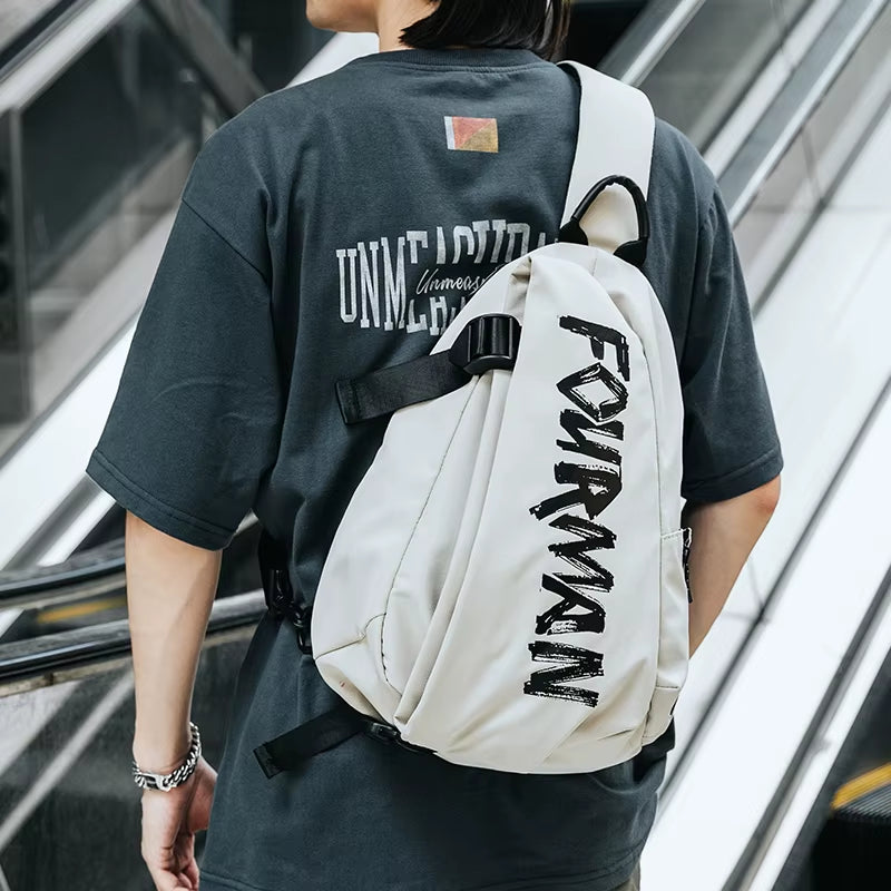 Korean Unisex Crossbody Bags Chest Bags Black White Bags Custom Single Shoulder Waterproof Polyester Fashionable Unisex Handbags