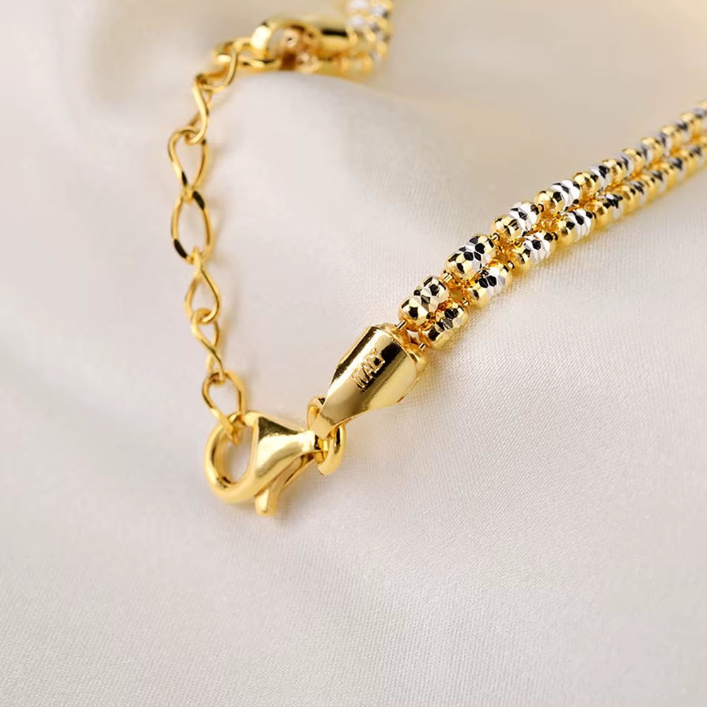 NUOYA Fine Jewelry S925 Sterling Silver Chain Link Bracelet 4Mm Gold Plated Fine Chain Adjustable Bracelets for Women