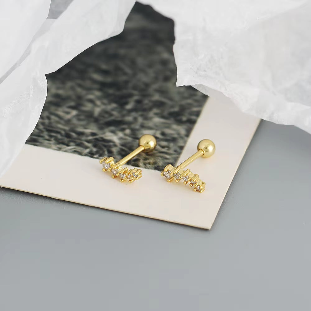 KR Colored Zircon Earrings S925 Sterling Silver Ins Style Flower Inlaid Diamond Screws Earrings Wholesale