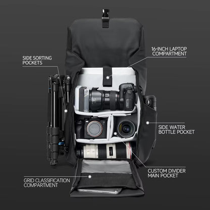 MOYYI Large Capacity DSLR Camera Backpack PVC Camera Bag for SLR/DSLR Outdoor Waterproof Camera Video Bags for Man