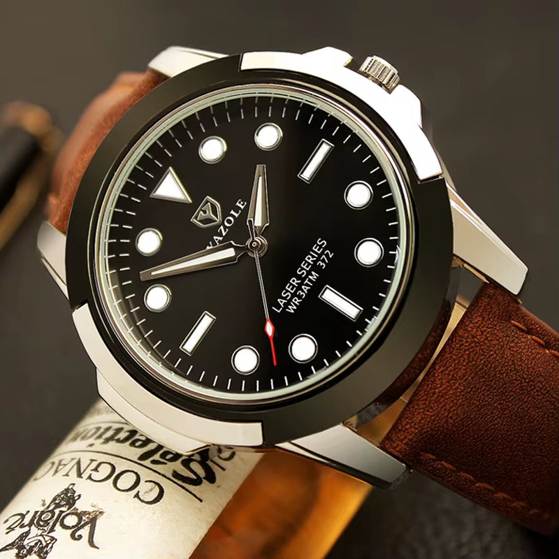 YAZOLE D 372 Luxury Mens Watches Sport Style Hot Sale Factory Custom Logo Quartz Watch Classic Leather Wristwatch Wholesale