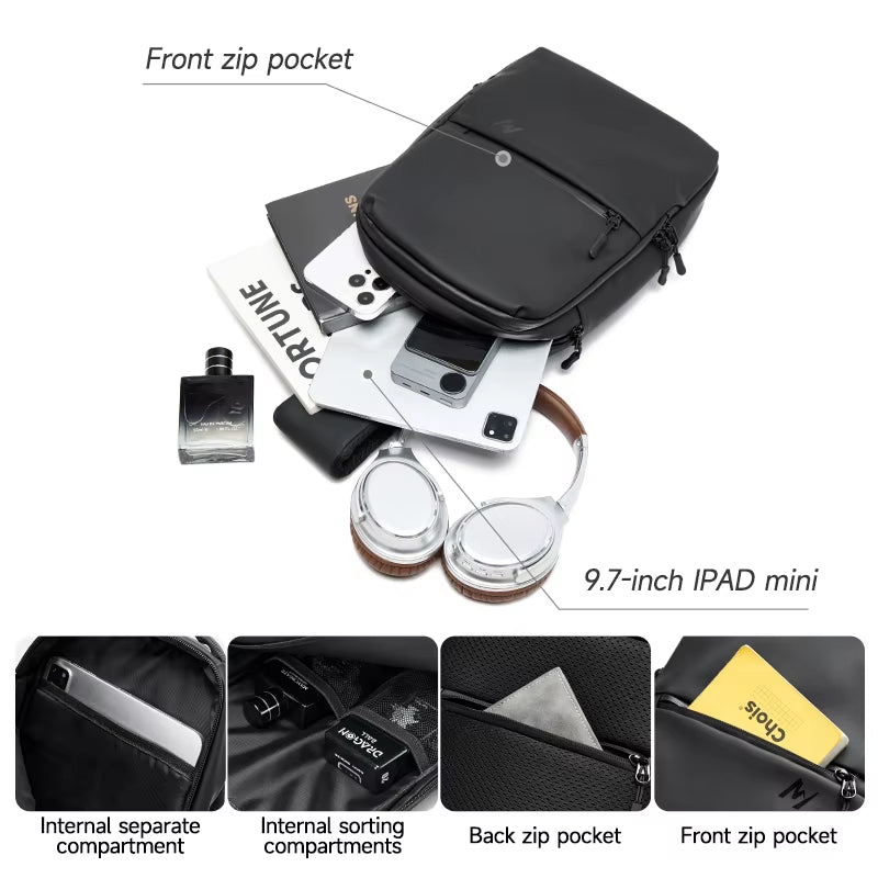 MOYYI Men'S Chest Bags Sports Outdoor Crossbody Bags for Travel Waterproof anti Theft Zipper Chest Sling Bag for Men