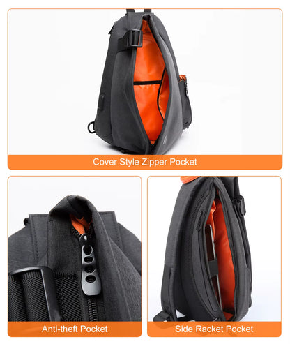 MOYYI Crossbody Bags for Men Sling Backpack Travel Hiking Pickleball Paddle Bag