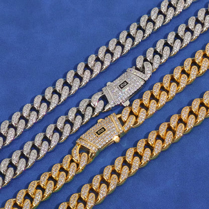 NUOYA 12Mm Cuban Link Necklace 925 Sterling Silver VVS Moissanite Iced Out Bling Hip Hop Jewelry Luxury