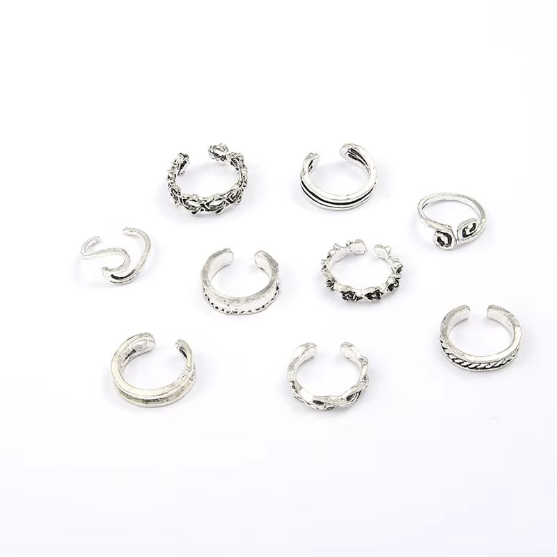 Fashion Jewelry Toe Ring Beach Jewelry Wave Totem Pattern Opening Rings for Women