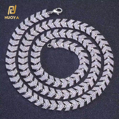 NUOYA Luxury Silver Plated Arrow Chain Necklace 8MM Micro Pave Cuban Full Iced Out Cubic Zirconia Hip Hop Jewelry