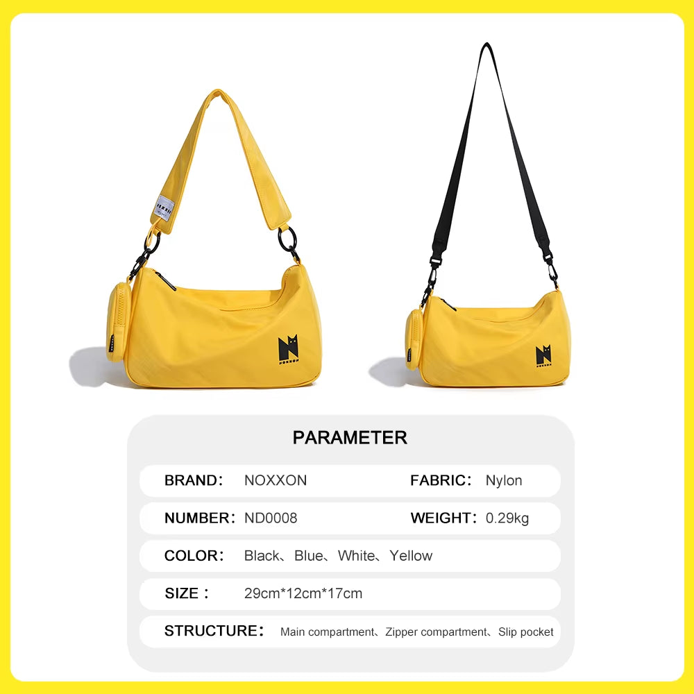 NOXXON Nylon Handbags for Unisex Waterproof Multi Pocket Purses and Crossbody Bags Multi Function Lightweight Shoulder Handbag