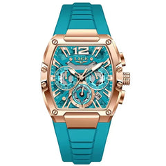 LIGE  Men Wristwatches Creative Rectangle Watch for Man Sports Chronograph Luminous Date Clock Top Brand Hollow Watch Men