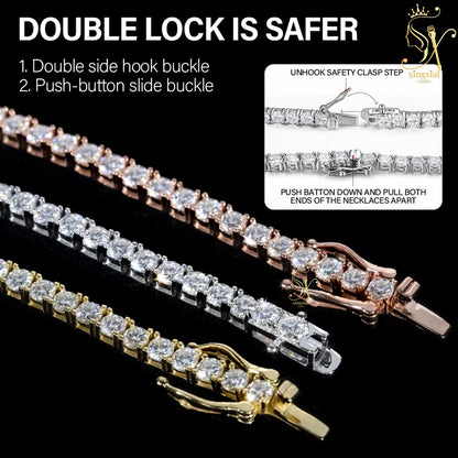 Wholesale Luxury Men Women Hip Hop Fine Jewelry 2Mm 3Mm 4Mm 5Mm Diamond 925 Silver Bracelet VVS Moissanite Tennis Chain Necklace