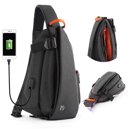 MOYYI Crossbody Bags for Men Sling Backpack Travel Hiking Pickleball Paddle Bag