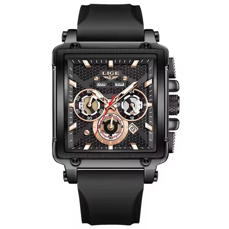 LIGE 89217 Top Brand Men'S Watches Silicone Strap Clock Waterproof Sport Casual Watch Men Chronograph Quartz Wristwatch Reloj