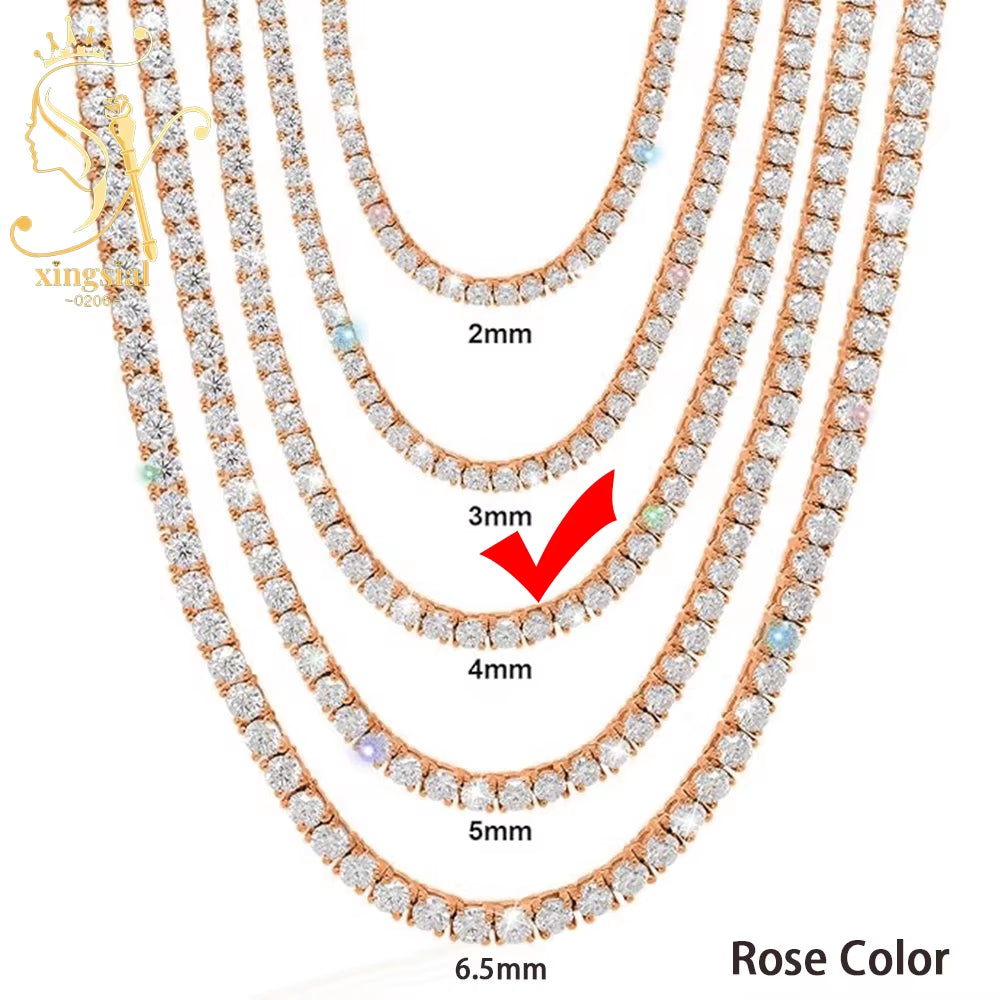 Wholesale Luxury Men Women Hip Hop Fine Jewelry 2Mm 3Mm 4Mm 5Mm Diamond 925 Silver Bracelet VVS Moissanite Tennis Chain Necklace