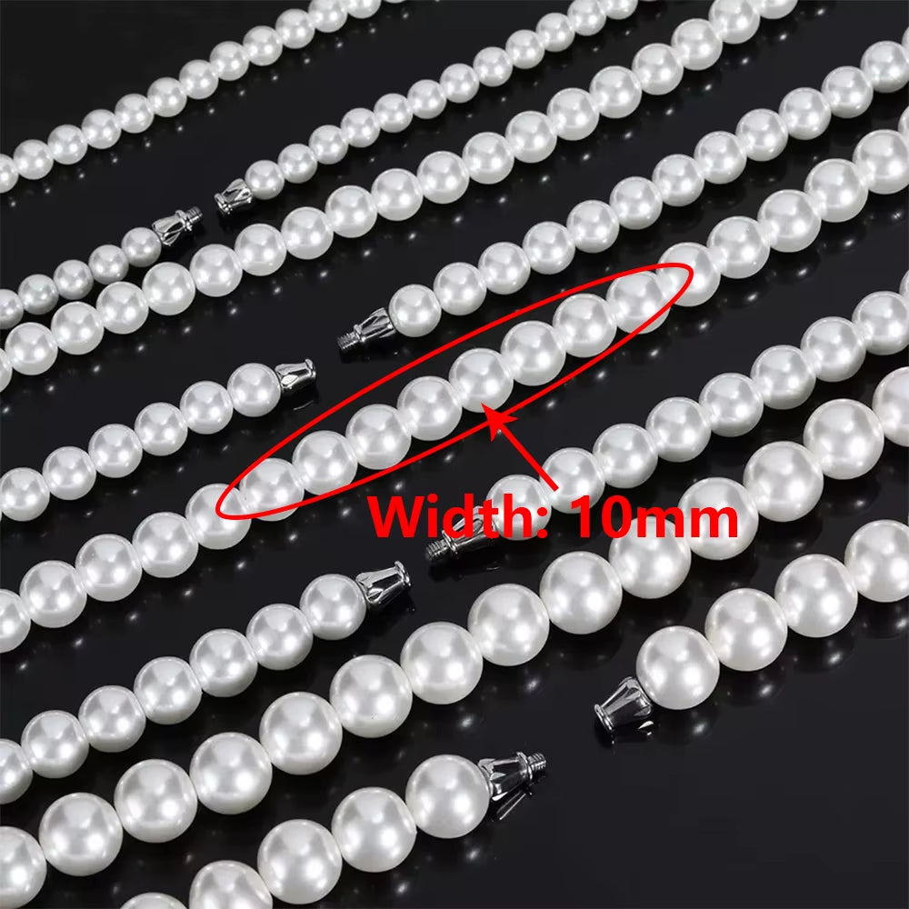 Hip Hop 6/8/10/12Mm Glass Pearl Bead White Pearls for Jewellery Making round Pearl Choker Necklace for Women