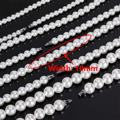 Hip Hop 6/8/10/12Mm Glass Pearl Bead White Pearls for Jewellery Making round Pearl Choker Necklace for Women