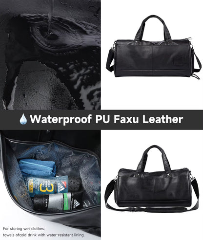 Custom Waterproof PU Leather Duffle Bags for Men Unisex Luggage Leather Travel Bag