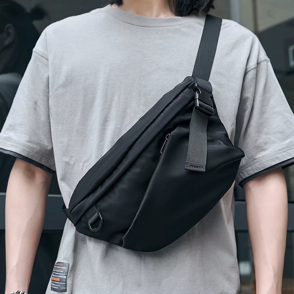 Black Waterproof Crossbody Bags for Men Travel Single Shoulder Bag Men Belt Bag Fanny Pack