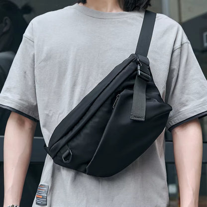 Black Waterproof Crossbody Bags for Men Travel Single Shoulder Bag Men Belt Bag Fanny Pack