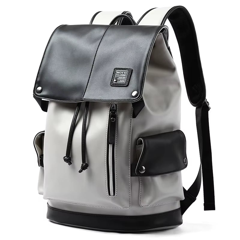 PU Leather Bags Men with USB Port Outdoor Leisure Backpack for Men Mochila Vegan Leather Backpack