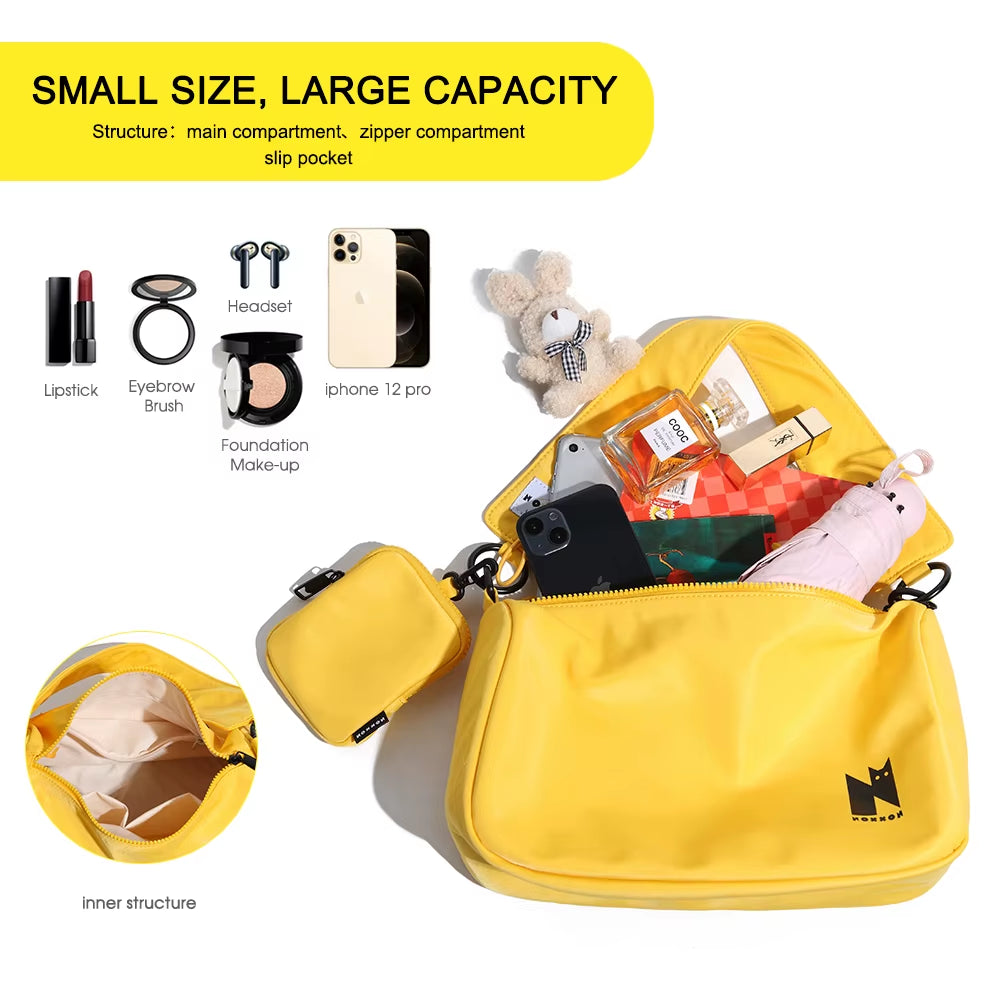 NOXXON Nylon Handbags for Unisex Waterproof Multi Pocket Purses and Crossbody Bags Multi Function Lightweight Shoulder Handbag