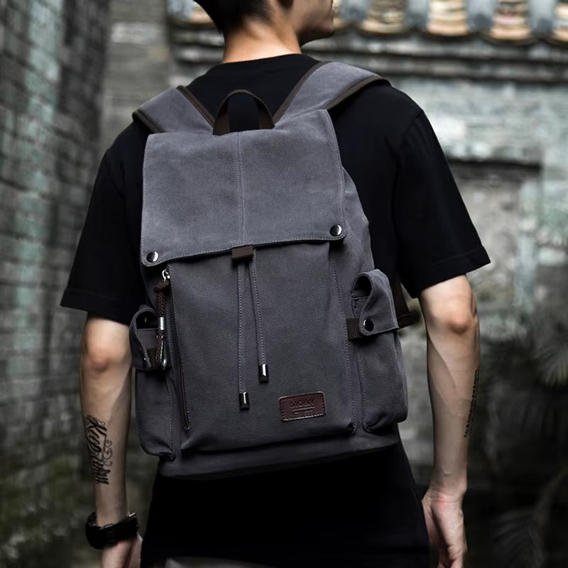 Multifunctional Wholesale Canvas Backpack with High Capacity and Diversified Pockets Suit for School