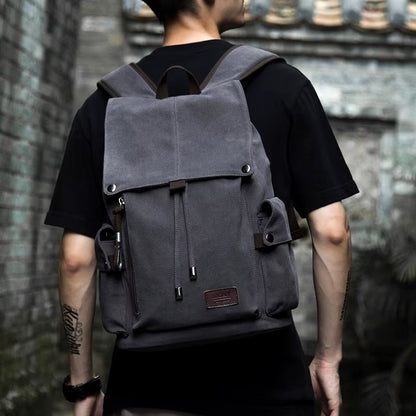 Multifunctional Wholesale Canvas Backpack with High Capacity and Diversified Pockets Suit for School