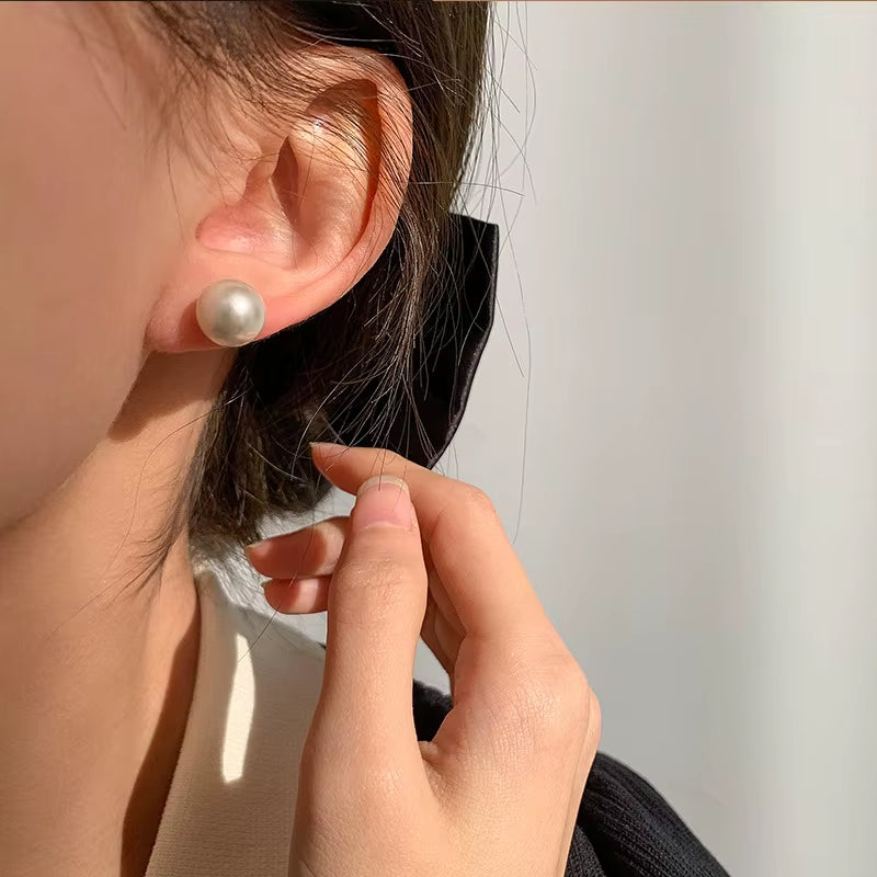 Olivia Natural Freshwater Pearl Earring 6Mm 8Mm Simple Gold Silver Stainless Steel Women Jewelry Pearl Stud Earrings