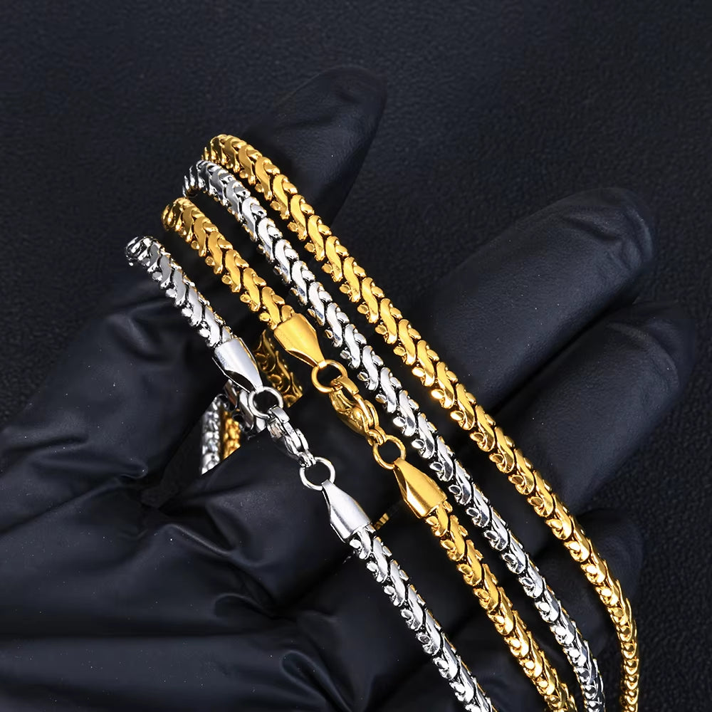 NUOYA Custom Thin Cuban Link Necklace Gold Plated Stainless Steel Waterproof Hip Hop Style High Quality Jewelry