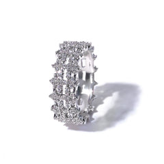 NUOYA New Arrival 8Mm Double Row Cross Ring 925 Silver White VVS Moissanite Iced Bling Design Women'S Fine Jewelry