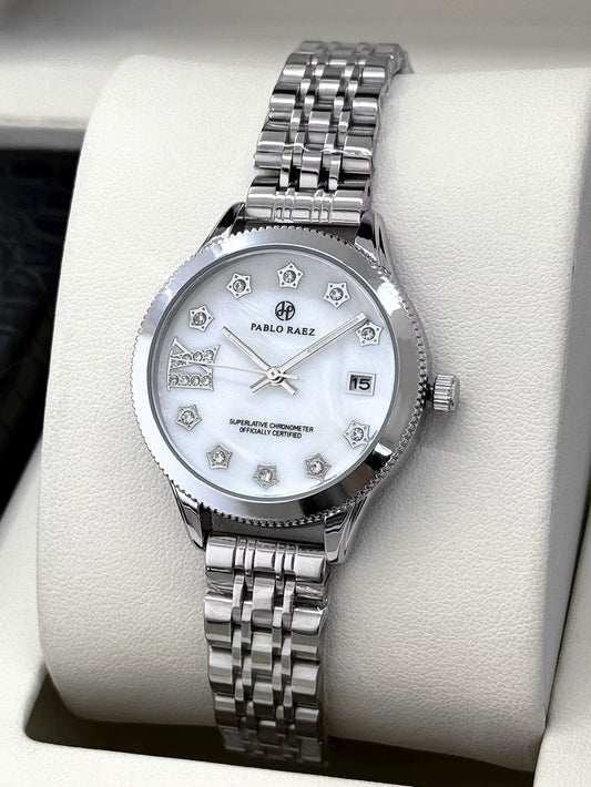 Luxury Girls' Steel Waterproof Watch Customized Logo Quartz Watch Fashionable Diamond Watch for Women