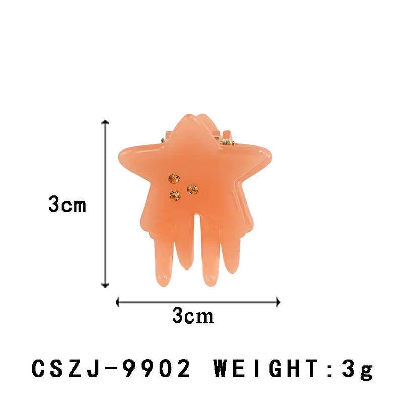 CANYUAN Korean Simple Style 3Cm Cute Five-Pointed Star Acetate Hair Claw Hot Sale Mini Claw Clip for Ladies Bangs Customizable