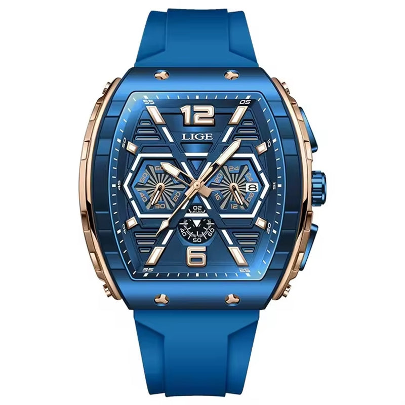 LIGE 89108 Business Wristwatch Waterproof Sport Men'S Watch Casual Silicone Date Quartz Wrist Watches for Men Relogio Masculino