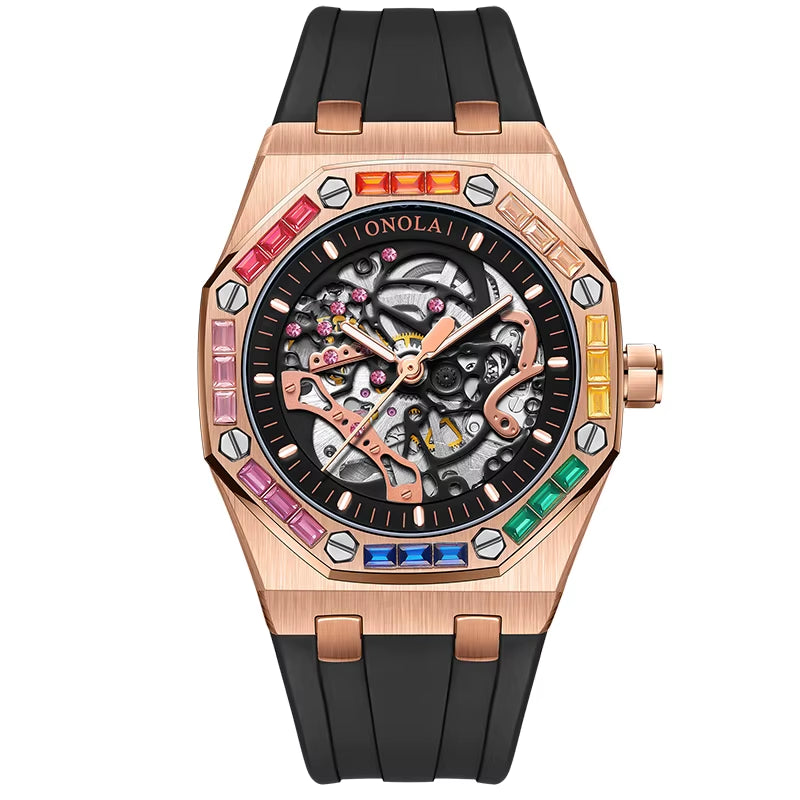 ONOLA 3834D Leisure Luminous Sports Waterproof Watch Men Customisable Build Your Own Mechanical Automatic Watch