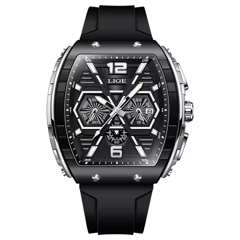 LIGE 89108 Business Wristwatch Waterproof Sport Men'S Watch Casual Silicone Date Quartz Wrist Watches for Men Relogio Masculino