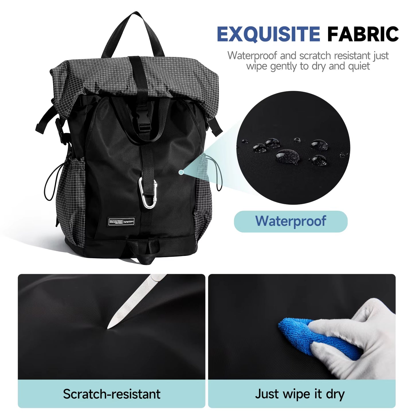 MOYYI Waterproof Outdoor Backpack Expandable Bags for Men Hiking Rolltop Travel Backpack Bags
