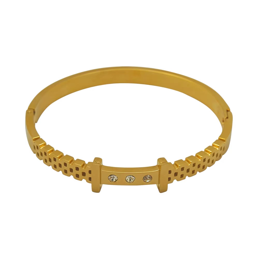 Custom Jewelry Designer Charm Women Pulsera Ajustable Acero Inoxidable Stainless Steel 18K Gold Plated Bracelets Bangles