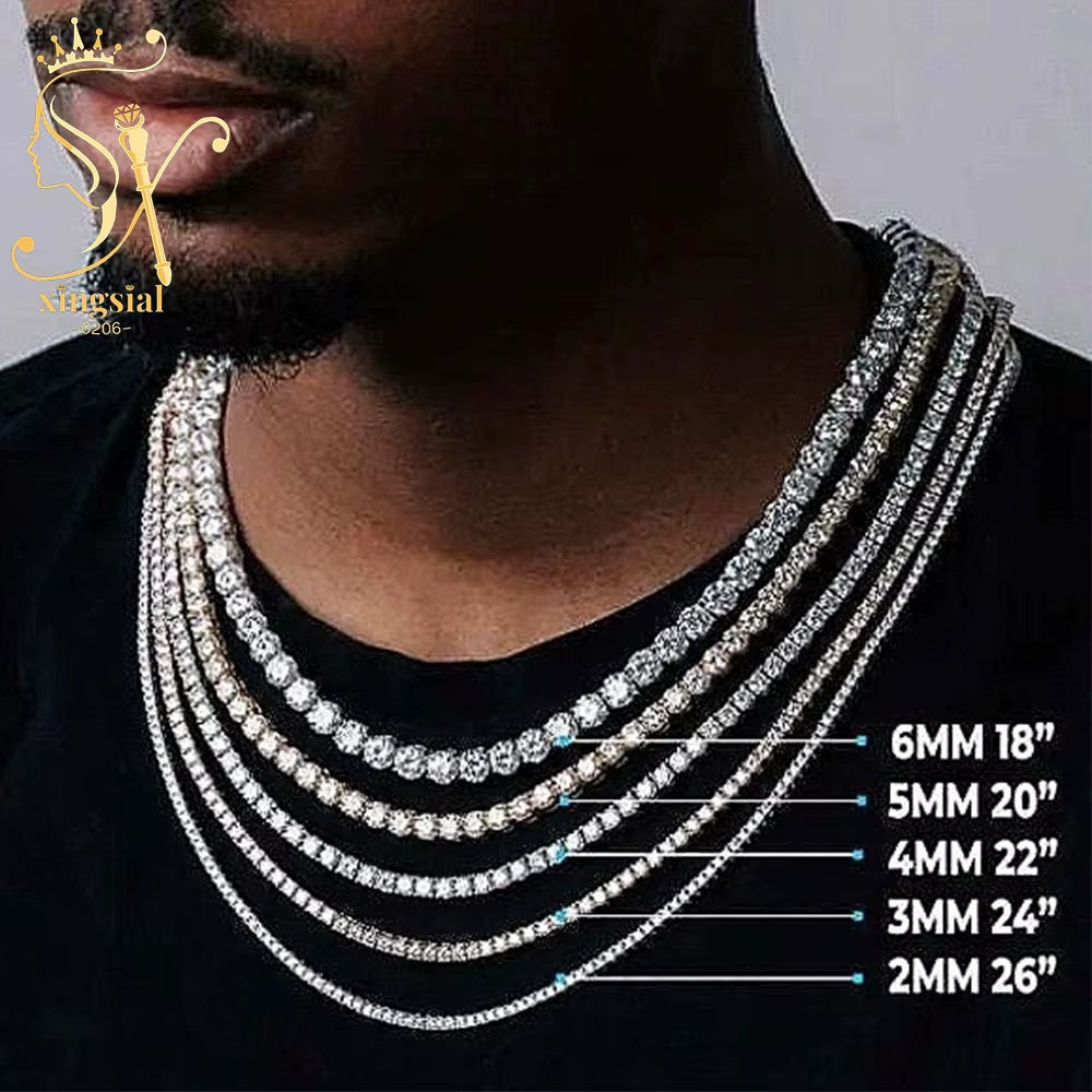 Wholesale Luxury Men Women Hip Hop Fine Jewelry 2Mm 3Mm 4Mm 5Mm Diamond 925 Silver Bracelet VVS Moissanite Tennis Chain Necklace