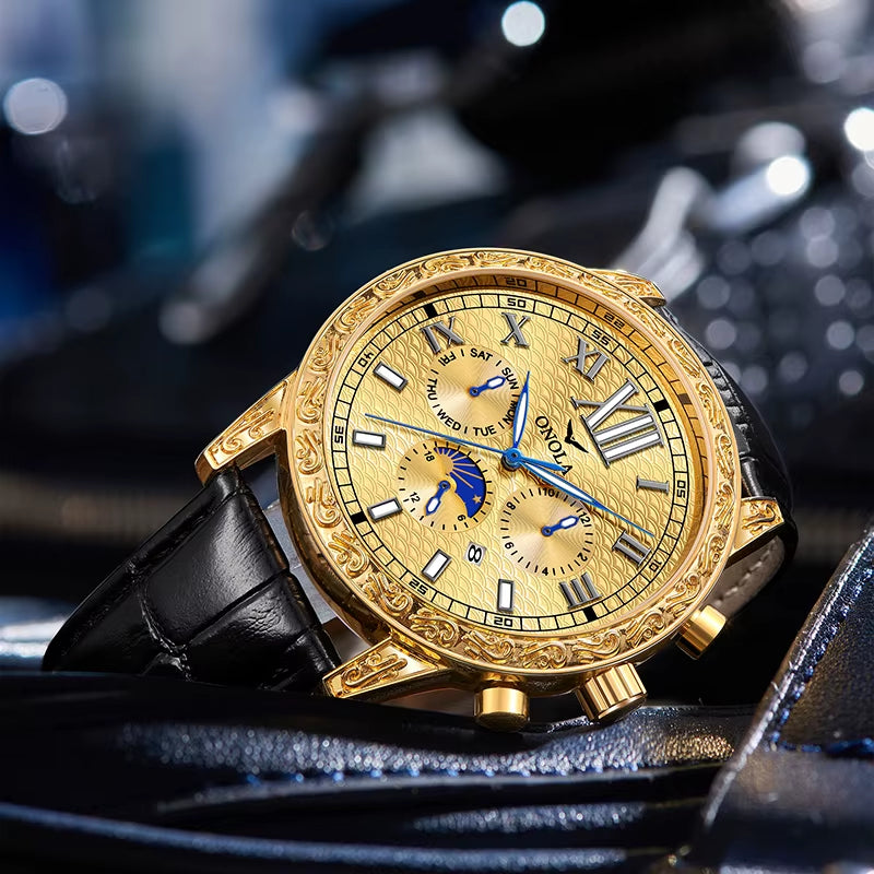 ONOLA 6834 Brand Luxury Mechanical Watches Steel Band Analog Wrist Watch Automatic Watch for Men