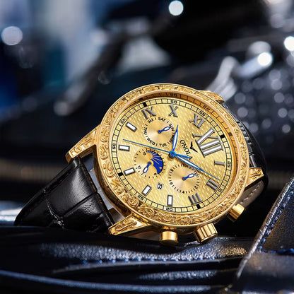 ONOLA 6834 Brand Luxury Mechanical Watches Steel Band Analog Wrist Watch Automatic Watch for Men