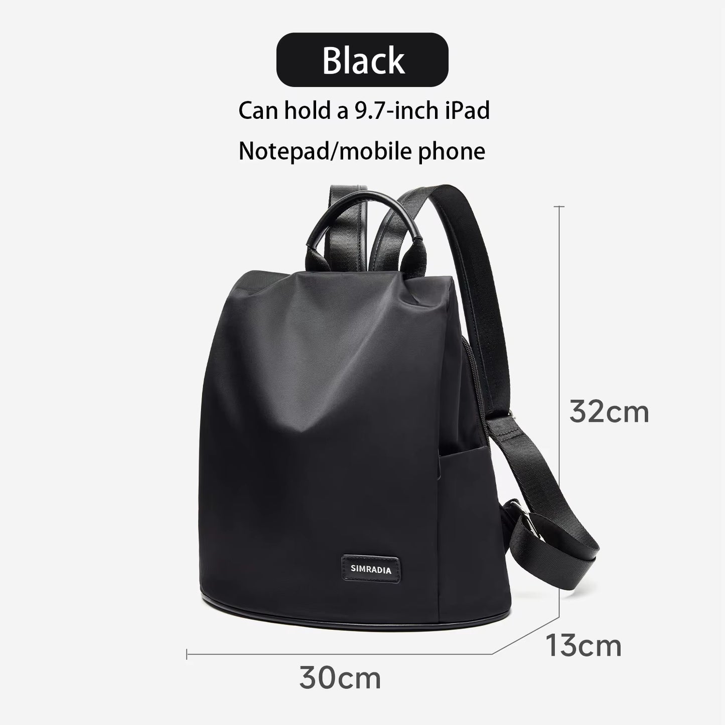 Simradia Small Black Women Causal Backpacks Oxford Waterproof Backpack for Women Outdoor School Bag Rucksack Ladies