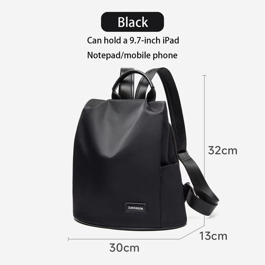 Simradia Small Black Women Causal Backpacks Oxford Waterproof Backpack for Women Outdoor School Bag Rucksack Ladies