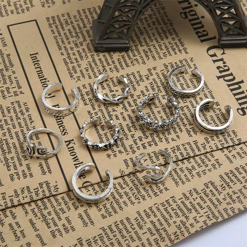 Fashion Jewelry Toe Ring Beach Jewelry Wave Totem Pattern Opening Rings for Women