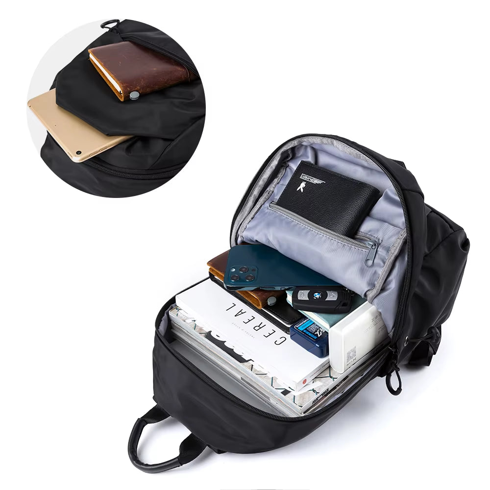 Beige Waterproof Ladies Mini Backpack College Student Small Laptop School Bag Unisex Lightweight Leisure Bag