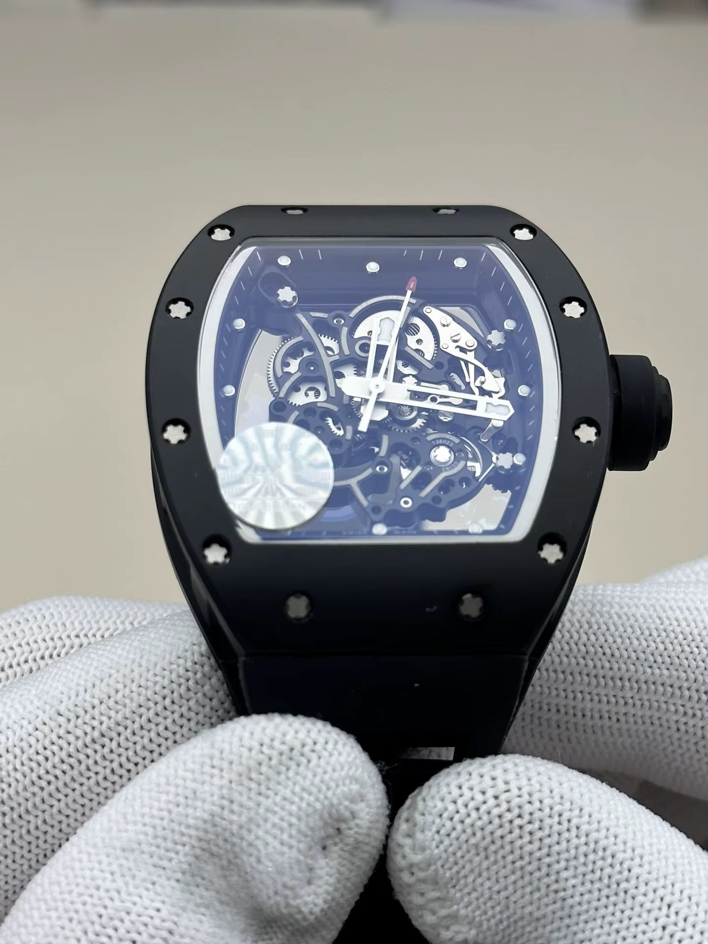 High-Quality Black Carbon Fiber Mechanical Watch - Ultra-Thin Sports RM055 Watch